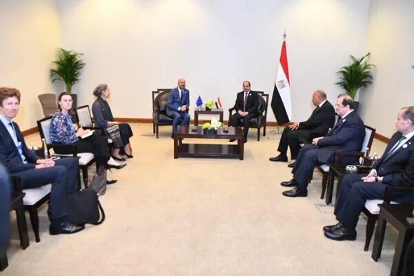 وركز اللقاء بين السيسي وشارل ميشيل على التطورات في غزة