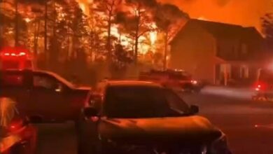 حريق واسع النيران وإعلان الطوارئ في ولاية كارولينا الجنوبية