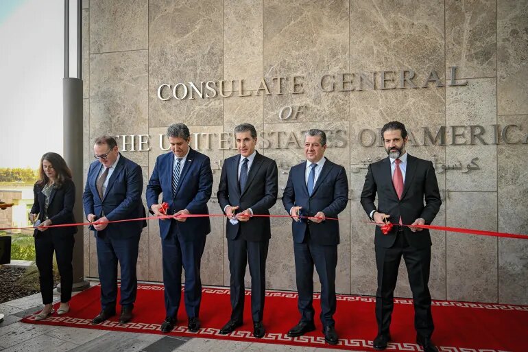 افتتاح أكبر قنصلية أمريكية في العالم بإقليم كردستان العراق وسط ترحيب بارزاني /إقليم كردستان , العراق , الولايات المتحدة , قنصلية أمريكية , علاقات ثنائية