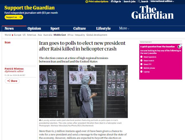 Reflecting on the presidential election in the Guardian English newspaper