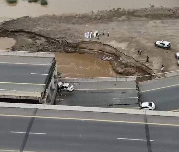 The collapse of a bridge in southern Saudi Arabia following the recent rains