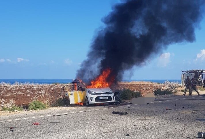 A car was attacked on the “Nagoura” highway in Lebanon + video and pictures