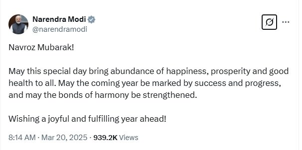 نخستوزیر هند نوروز را تبریک گفت