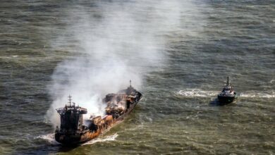 Footprint of a Russian in the crash of a cargo ship with an American tanker