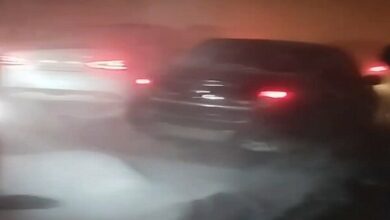 Severe Snowstorm Disrupts Traffic in Russia's Saratov Region /Russia , Saratov , Snowstorm , Blizzard , Traffic Disruption