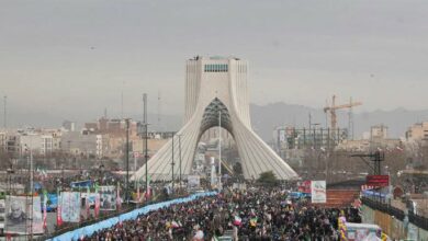 Millions Take to Streets Across Iran for 47th Anniversary of Islamic Revolution Victory /Islamic Revolution anniversary , Iran rallies , Tehran , Associated Press , US flag burning
