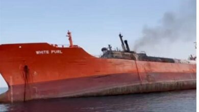 تداوم انفجار و آتشسوزی در کشتی حامل ال.پی.جی در خلیج فارس + تصاویر