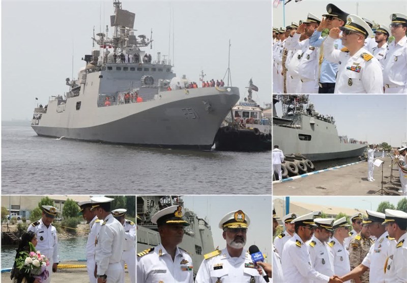 پهلوگیری ناو رزمی هندوستان در پایگاه نیروی دریایی ارتش در بندرعباس