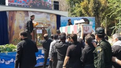 پیکر شهید گمنام در سازمان پژوهشهای علمی و صنعتی ایران آرام گرفت + تصاویر