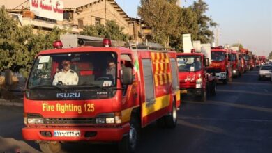 ناوگان خودرویی آتشنشانی قزوین رژه رفت + تصاویر