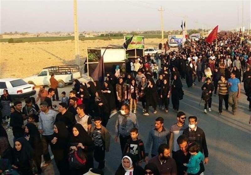 پیادهروی ۱۰۰ هزار نفری ولایت به مسافت ۱۵ کیلومتر در دشتستان + تصویر