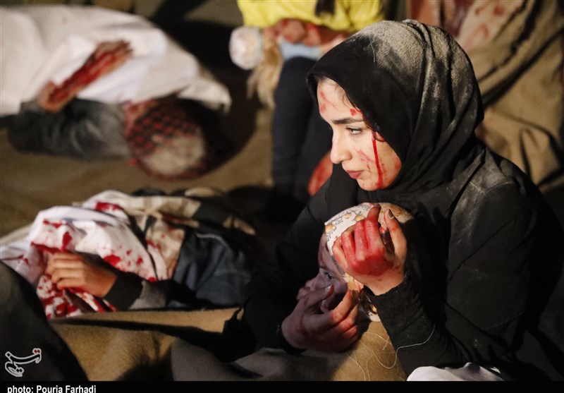 بازسازی فاجمعه بمباران بیمارستان غزه در شهرکرد/ روایتی از جنایت رژیم غاصب صهیونیستی + تصاویر