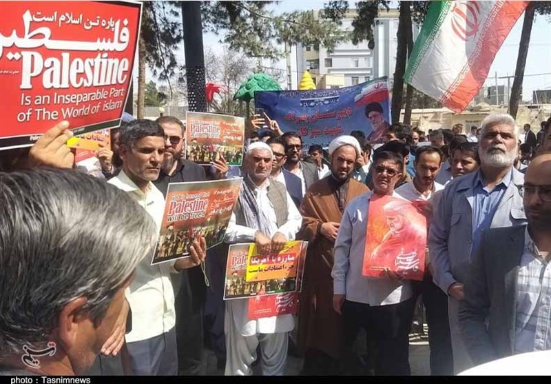 تجمع مردم زاهدان در محکومیت جنایات اسرائیل/ حمایت خود از مردم فلسطین + فیلم و تصاویر