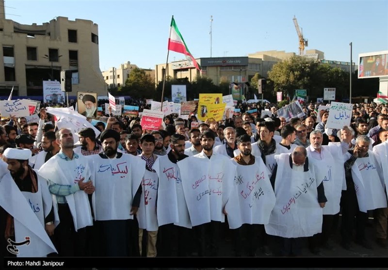 کفنپوشان اصفهانی در حمایت از فلسطینیها به خیابان آمدند/ محکومیت جنایات اسرائیلیها + فیلم و تصاویر