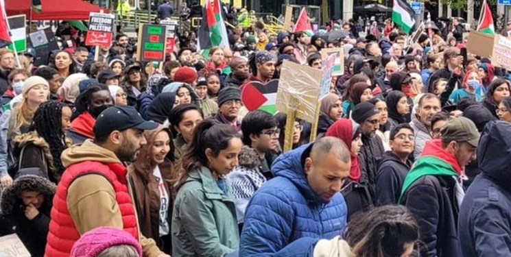 بیبیسی: هزاران هوادار فلسطین به خیابانهای انگلیس و اسکاتلند آمدند