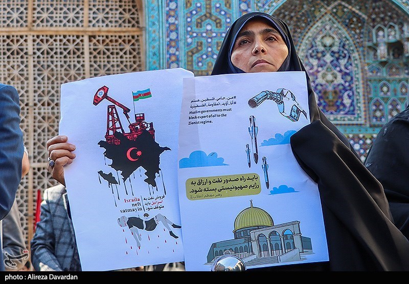 تجمع اردبیلیها در محکومیت اسرائیل/ آذربایجان سوخت هواپیماهای اسراِئیل را تأمین نکند + تصاویر