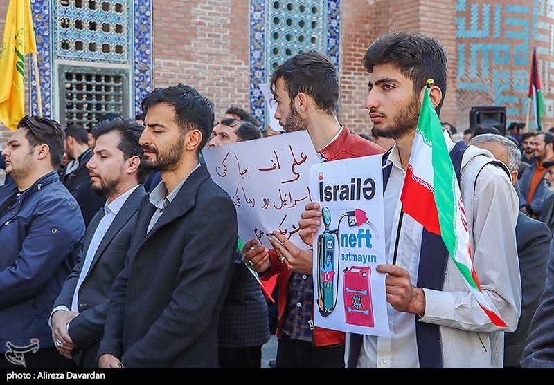 تجمع اردبیلیها در محکومیت اسرائیل/ آذربایجان سوخت هواپیماهای اسراِئیل را تأمین نکند + تصاویر