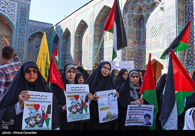 تجمع اردبیلیها در محکومیت اسرائیل/ آذربایجان سوخت هواپیماهای اسراِئیل را تأمین نکند + تصاویر