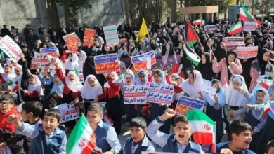 راهپیمایی مردم در شهرستانهای استان تهران برای حمایت از کودکان فلسطینی