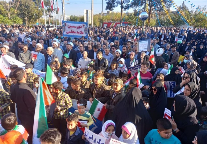 راهپیمایی مردم در شهرستانهای استان تهران برای حمایت از کودکان فلسطینی + فیلم