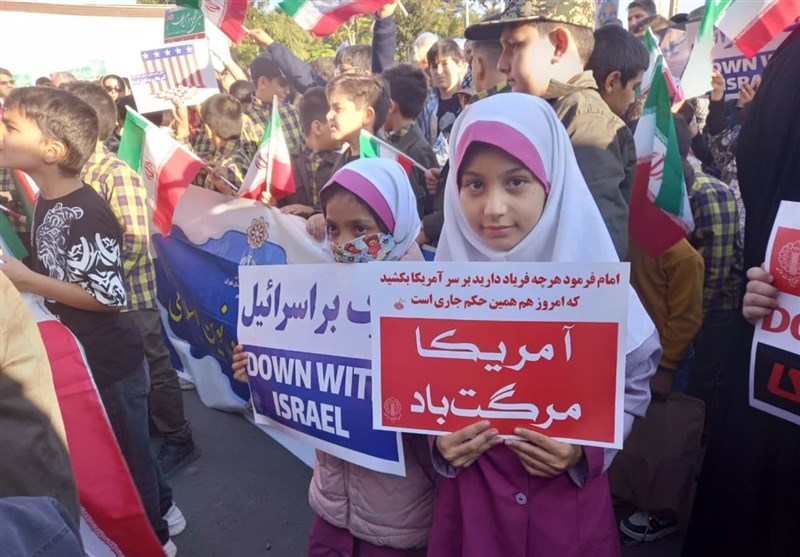 راهپیمایی مردم در شهرستانهای استان تهران برای حمایت از کودکان فلسطینی + فیلم