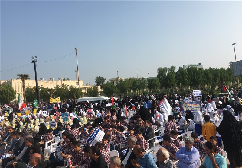 فریاد بوشهریها علیه اسرائیل از کنار خلیج همیشه فارس/ حمایت مردم از کودکان و زنان مظلوم غزه + فیلم