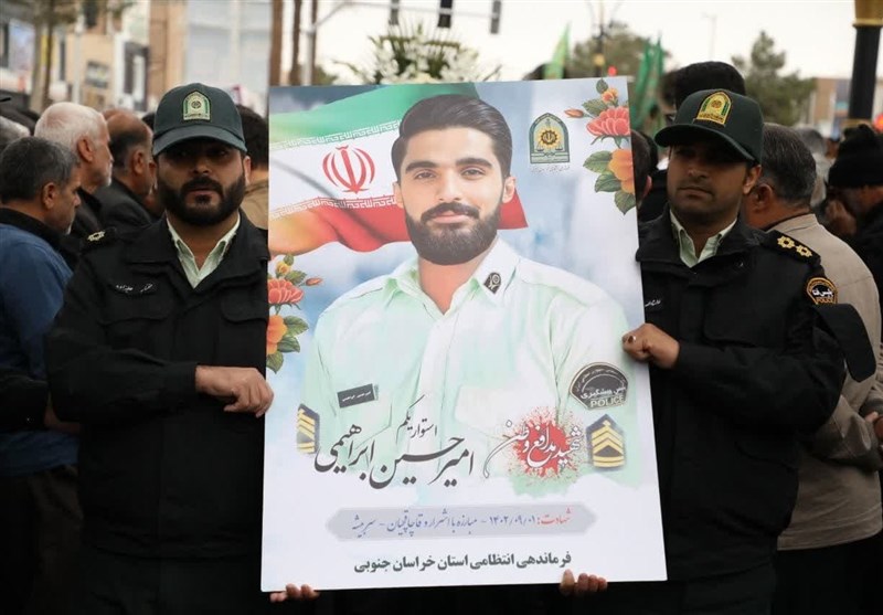 پیکر شهید استواریکم امیرحسین ابراهیمی در بیرجند تشییع شد + تصویر