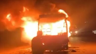 آتش گرفتن اتوبوس در آزاد راه پیامبر اعظم(ص) تبریز+ فیلم