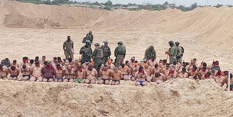 رفتار داعشیِ اسرائیل و بازداشت دسته جمعی غیرنظامیان غزه+ عکس