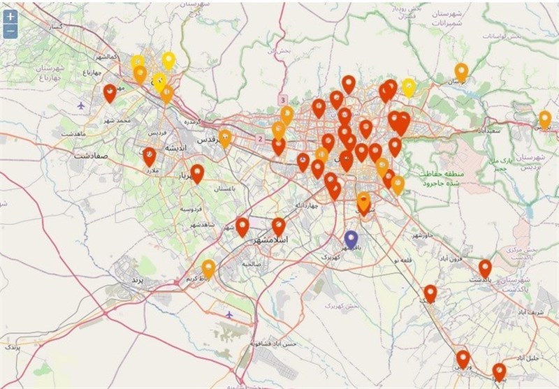 ۳ شهر استان تهران بنفش و در وضعیت “بسیار ناسالم” هستند/ شاخص ۵۰۰ برای شهریار تکذیب شد