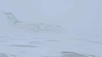 فرود نفسگیر هواپیما در برف و کولاک شدید فرودگاه اردبیل + فیلم