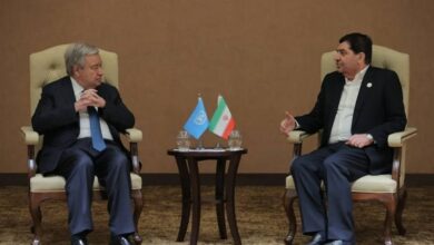 مخبر در دیدار با گوترش: ایران با سیاست دو دولتی در فلسطین مخالف است/ راهحل مراجعه به آراء عمومی است