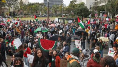 تظاهرات گسترده مردم آمریکا در شهر لسآنجلس در دفاع از غزه+ فیلم