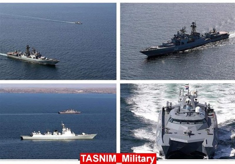 ورود ناوهای ایرانی، روسی و چینی به منطقه رزمایش مرکب کمربند امنیت دریایی 2024