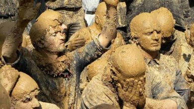 آیین گلمالی شهر بِن در روز عاشورا +فیلم