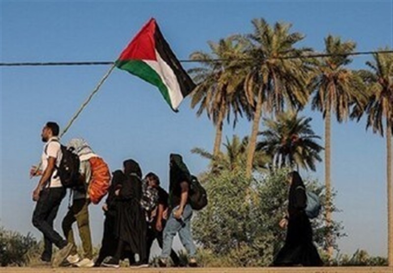 از زیباییهای پیادهروی اربعین/ نایبالزیارهٔ فلسطین