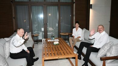 حضور پوتین در اقامتگاه علیاف و برگزاری ضیافت شام غیررسمی+فیلم