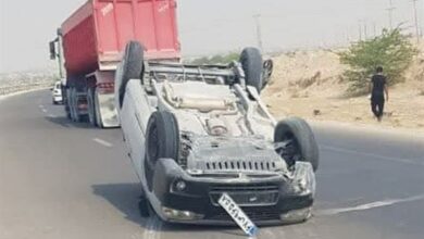واژگونی خودروی سواری در محور جادهای دشتی