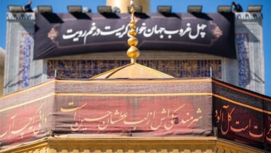 کتیبه ایوان طلا حرم مطهر رضوی تعویض شد + تصاویر