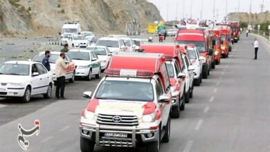 آتشنشانان مشهدی رژه رفتند + تصاویر