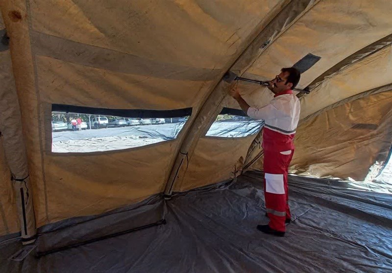 برگزاری مانور برپایی بیمارستان صحرایی در هلالاحمر کرمانشاه