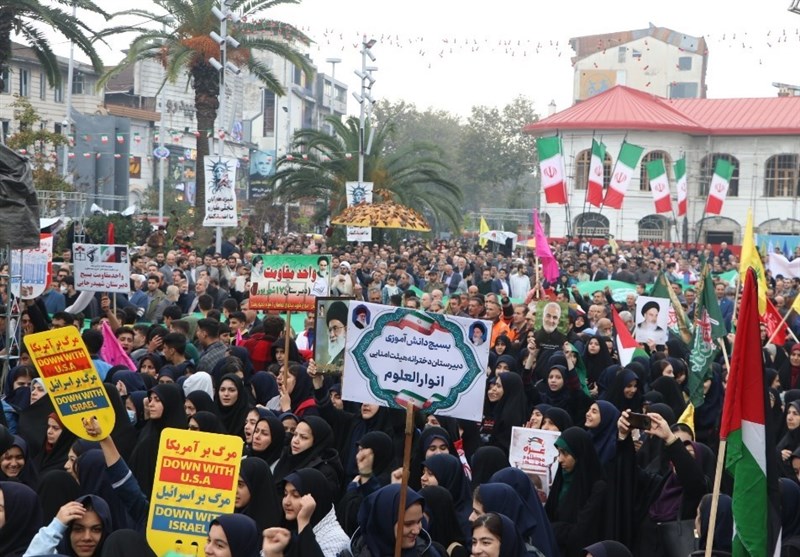 استکبارستیزی دانشجویان گیلانی/ اجازه دخالت به اجنبی نمیدهیم