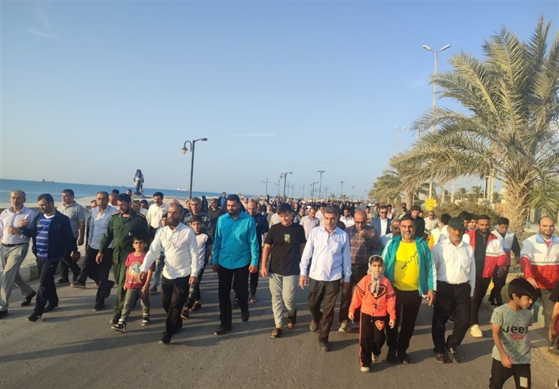 پیادهروی بزرگ خانوادگی بسیج در جنوب بوشهر