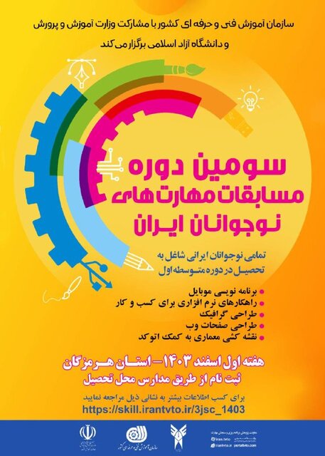 ثبتنام سومین دوره مسابقات ملی مهارت نوجوانان +اسامی رشتهها