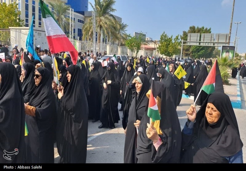 راهپیمایی بوشهریها به شکرانه پیروزی مردم غزه+فیلم