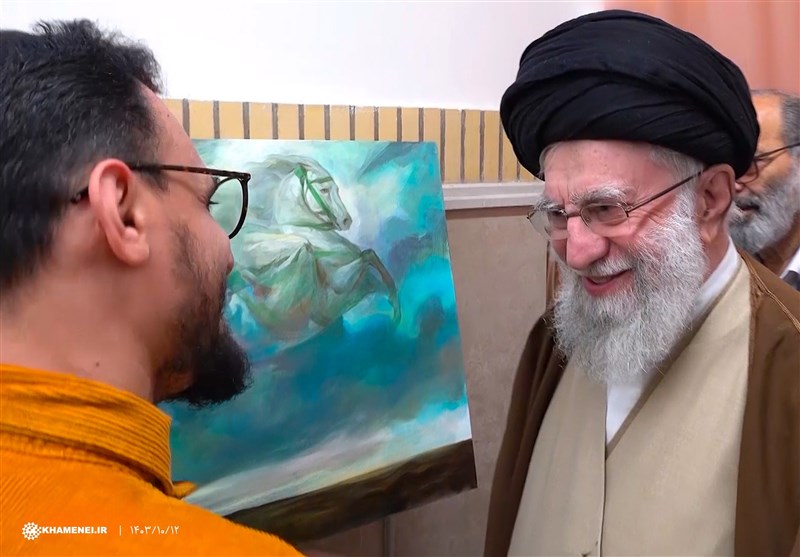 نقاشی جدید روحالامین از رفیق خوشبخت رهبر انقلاب+عکس و فیلم