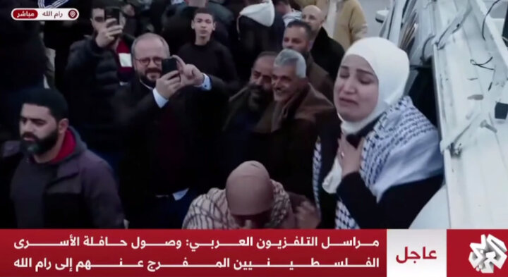 شور و شعف وصفناشدنی زن فلسطینی حین آزادی اسرا در رام الله