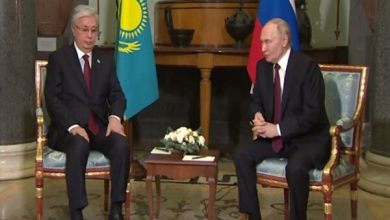 دیدار روسای جمهور روسیه و قزاقستان در سنتپترزبورگ / روسیه , قزاقستان , ولادیمیر پوتین , قاسم جومارت توکایف , اتحادیه اقتصادی اوراسیا