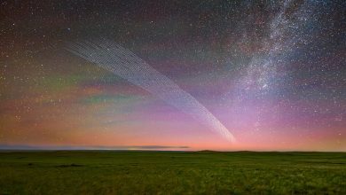 عکس ناسا از ماهوارههای استارلینک در مدار زمین / ناسا , ماهواره , استارلینک , مدار زمین , فناوری فضایی