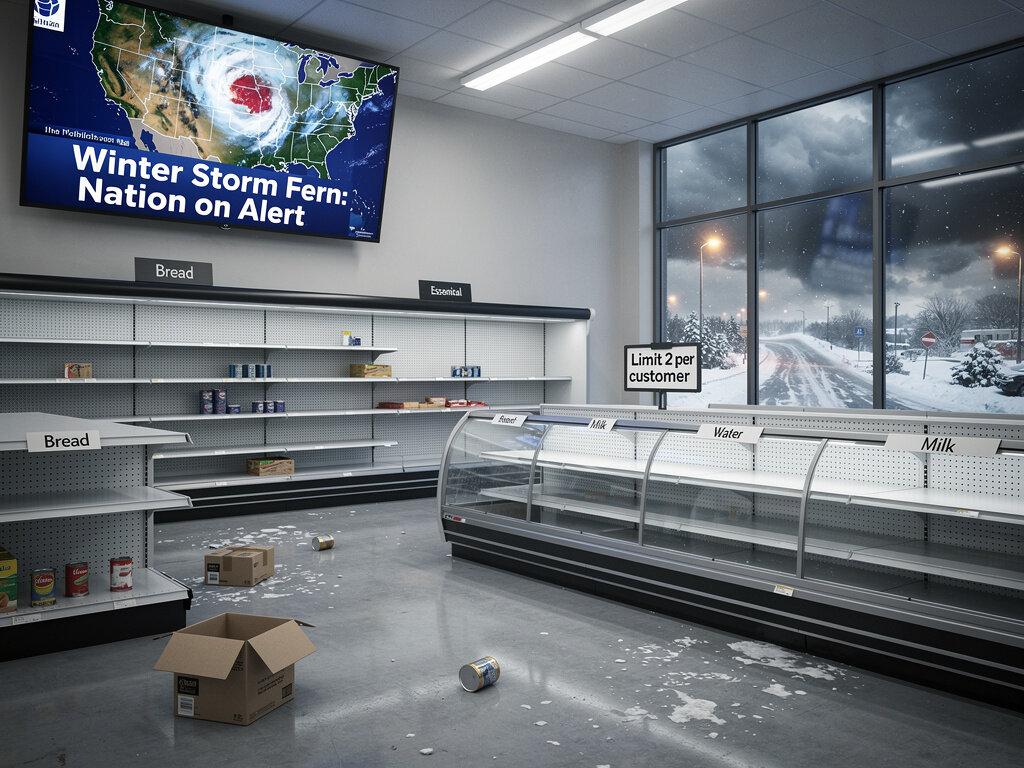 خالی شدن فروشگاهها از کالاهای اساسی در آمریکا؛ سهمیهبندی مواد غذایی / فاکس بیزنس نوشت: در آستانه طوفان زمستانی، قفسه فروشگاهها خالی است و مردم برای خریدن آخرین بطری شیر با هم درگیر میشوند.